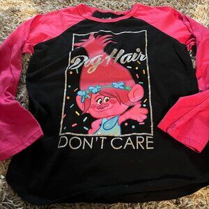 DreamWorks Trolls Dig Hair Don't Care Long Sleeve Shirt Girls Size Large (12/14)